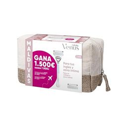 Venus Gillette Maquinilla De Depilación Para Mujer Para Ingles Y Zona Íntima + 2 Recambios + Neceser, Pack Maldivas