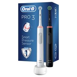 Braun - Oral-B Pro - 3 3900 - Brosse à dents électrique - Avec 3 modes de brossage et contrôle visuel de la pression à 360° - Pour soins dentaires - Blanc et noir