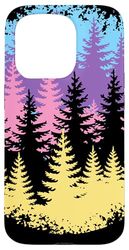 Foresta Silhouette Colorata Natura Custodia per iPhone 15 Pro