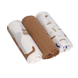 LÄSSIG Bébé Drap de puériculture Couverture de puériculture Lot de 3 coton 80 x 80 cm/Heavenly soft Swaddle L Little Mateys Dog