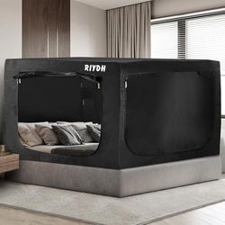 RIYDH Tenda a baldacchino per letto king size, portatile, per interni, 70% oscurante, con 3 porte, traspirante, spazio privato