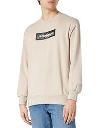 JACK & JONES JCOAOP Logo Sweat Crew Neck GC, maanbeam, XS