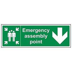 VSafety "Emergency Assembly Point Arrow Down" teken, pakket van 3)