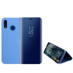 Custodia® Espejo Chapado Transparente View Stand Función Flip Funda para Huawei Honor 10 Lite (Cielo Azul)