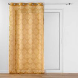 Douceur d'Intérieur, Levita Ochre Eyelet Net Curtain (140 x 240 cm) Woven Voile Appliqué