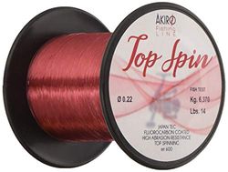 Akiro Top Spin Unisex Adult Fishing Line, unisex adult, AMTOPSPRE600.018, red, 0.18 mm