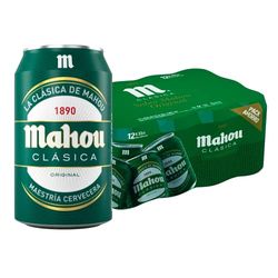 Mahou Clásica Cerveza Dorada Lager, Auténtica Cerveza Mahou Con Sabor Suave, Refrescante y Con Espuma Consistente, 4.8% Vol. Alcohol, Pack 12 Latas x 33cl