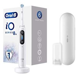 Oral-B iO 8 Go Electric Spazzolino Elettrico Puizia professionale Profonda,Intelligenza Artificiale,Micro-Vibrazioni, 1 Testina, Custodia Viaggio,Batteria Litio, Idea Regalo, Smart Modes, Bianco