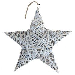 Red Hamper White Wash Wicker Full Star Christmas Decoration, Length 4.5 x Width 5 x Height 4.5cm