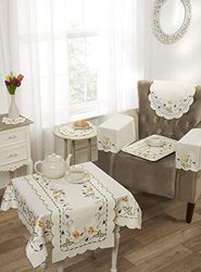 Emma Barclay Spring Embroidered Tray Cloth in Cream - 12x18 (30x46cm)