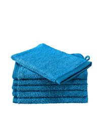 De Witte Lietaer Contessa Luxe Set of 6 Wash Mitts, Cotton, Lagoon Blue 16 x 22 cm