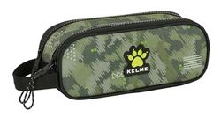 Safta KELME TRAVEL - Portatodo Doble Niño, Estuche Infantil, Estuche Niño, Ideal para Niños en Edad Escolar, Cómodo y Versátil, Calidad y Resistencia, 21x6x8 cm, Color Verde/Negro