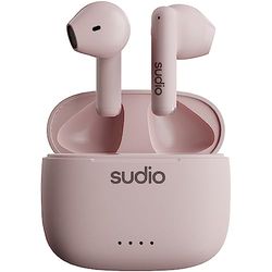 sudio A1 roze, oortelefoon met bluetooth, touch control met compacte draadloze oplaadschaal, IPX4 beschermd, geluidsdoorlatende hoofdtelefoon met geïntegreerde microfoon, premium kristalgeluid