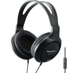 Panasonic Cuffie leggere sopra l'orecchio cablate cuffie con microfono, audio e XBS per bassi extra, cavo lungo, jack da 3,5 mm per telefoni e laptop - RP-HT161M (nero)
