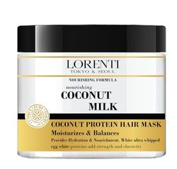 LORENTI TOKYO & SEOUL Masque de soin capillaire au lait de coco 500 ml | Masque capillaire au lait de coco | Cure réparatrice pour cheveux cassants, secs et abîmés | Soin des cheveux