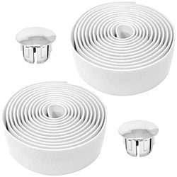 cyclingcolors 2 x fietsstuurband van schuimrubber, comfortabel, EVA, zelfklevend, verchroomd, voor wegen, fixie, singlespeed, wit