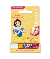 LIPOSAN Cherry Shine Disney Principessa Biancaneve Edizione Limitata (1 x 4,8 g), balsamo per labbra per bambini con 24 ore di idratazione, balsamo color ciliegia per labbra morbide e belle
