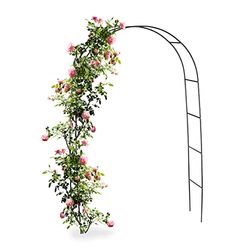 Relaxdays Arche à Rosier en métal, Portail pour Jardin, HxLxP: 240 x 140 x 38,5 cm, tuteur pour Plantes grimpantes, Noir