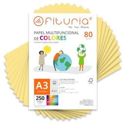 Feuilles de couleur, Pack 250 Feuilles A3 80gr – Papier couleur pour loisirs créatifs, imprimante, scrapbooking – Feuilles colorées – Idéal pour origami, pliage, bureau et école (Crème, 250h)