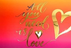 AFIE Kaart van glanzend goud – All you need is Love Heart – om te zeggen dat je van je houdt of PACS, bruiloft, horizontaal formaat, witte envelop inbegrepen, gemaakt in Frankrijk 69-5142