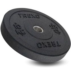 TREXO Olympic Bumper 10 kg halterschijf rubberen materiaal voor lange halter 50 mm diameter duurzame fitnessschijf krachttraining crossfit