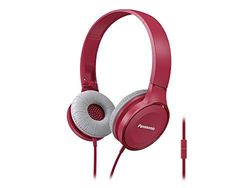 Panasonic Over-the-Ear Stereo Headphones RP-HF100M-P with Integrated Mic and Controller, Travel-Fold Design, Matte Finish, Pink