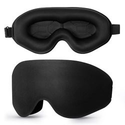 Blendura Slaapmasker, 100% lichtdicht, 3D, superzacht, comfortabel, verstelbare oogschelp, zwart, 3D