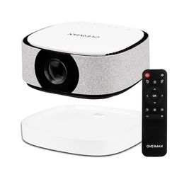 Overmax Multipic 4.5 Portabel Projektor Full HD 200 Tum Wi-Fi Bluetooth Powerbank – Ljusstyrka 3000 Lumen, Automatisk Fokus, Trådlös Projektion upp till 2 Timmar, HDMI, USB, Högtalare