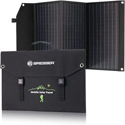 Bresser Cargador Solar de 90 W con 1 CC y 3 Puertos USB-A, Incluye Conector USB-A Hembra con QC3.0 para Carga rápida, Panel Solar como Cargador para Smartphones, Estaciones de alimentación, etc.
