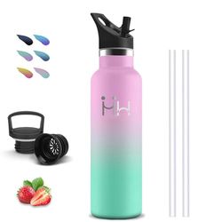 Thermosfles, 750 ml, BPA-vrij, drinkfles met rietje, lekvrij, roestvrij staal, Doble Aislamiento, roestvrijstalen drinkfles voor trekking, camping, sportschool