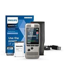 Philips PocketMemo Enregistreur Vocal DPM7000/02, Interrupteur à Curseur, stéréo, Boîtier en Acier Inoxydable, Logiciel de dictée SpeechExec Basic Dictate (abonnement de 2 Ans Inclus)