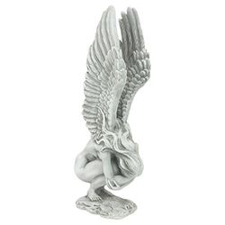 Design Toscano Angelo del ricordo e della redenzione Statua religiosa da giardino, poliresina, pietra antica, Media 38 cm