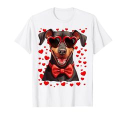 Dobermann - Occhiali da sole a forma di cuore con papillon Maglietta
