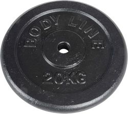 20 kg gjutjärnskiva för skivstång, hantel och tyngdlyftningsträning - diameter 25 mm - för gym, fitness, hemträning