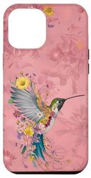 Custodia per iPhone 13 Pro Max Arrossire Bloom Colibrì Art Design