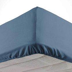 Douceur d'Intérieur, Hoeslaken voor tweepersoonsbed, 140 x 190 cm, microvezel, eenkleurig, Oscar, nachtblauw, 100% polyester