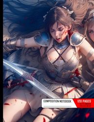 Composition Notebook College Ruled: Beautiful Female Knight Battle Scene, Glowing Shadows, Gradient, Depth of Field, High Quality, High Detail, HD ... Knights, Blood and Corpses, Size 8.5x11