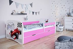 KOCOT KIDS Lit babydreams 2 Rose Formula 1: TIROIR, Matelas ET Barriere DE SECURITE Inclus 180/80 Jour, Bois d'ingénierie, 1 Personne