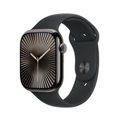 Apple Watch Series 10 GPS + Cellular Smartwatch con Caja de Titanio Pizarra de 46 mm y Correa Deportiva Negro - Talla S/M. Monitor de entreno, App ECG, Pantalla Retina Siempre Activa