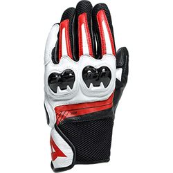 Dainese - Mig 3 Unisex Leather Motorbike Gloves, Men's Motorcycle Gloves with Touchscreen Sensor, Reinforced Palm, TPU Knuckle Protectors, Black/White/Red