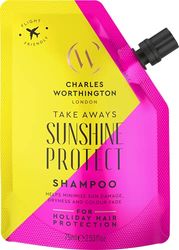 Charles Worthington Sunshine Protect Shampoo Takeaway, Travel Size, Moringa Seed Oil and UV filters, Salon Shampoo for Women for Sun Protection, 75ml