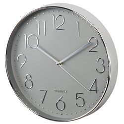 Hama "Elegance" Quartz Wandklok | Diameter 30 cm | Stil | Zilver/Grijs