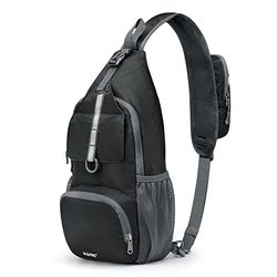 G4Free Lichtgewicht Sling Schoudertas Opvouwbare Borst Crossbody Rugzak Pack Dagrugzak voor Outdoor Fietsen Reizen Wandelen Mannen Vrouwen, Zwart