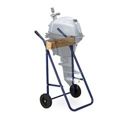 Relaxdays Madera Soporte Motor Fueraborda, Carro con Ruedas, Almacenamiento y Transporte, para hasta 100 kg, Acero, Azul Oscuro