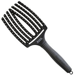 Olivia Garden Fingerbrush Care Iconic - Large - Noir - Brosse Démêlante en Poils de Sanglier & Nylon pour Cheveux Sains et Brillants