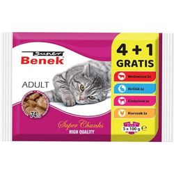 Super Benek Comida para Gato 5 x 100 g Pollo Ternera Conejo