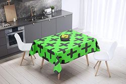 Bonamaison Tafelkleed, Anti-Mold, Sneldrogend, Waterdicht, 100% Polyester Tafellaken, Neon groene rook, 140 x 140 Cm - Ontworpen en Vervaardigd in Turkije