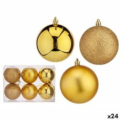 Krist+ Set de Bolas de Navidad Dorado PVC Ø 8 cm (24 Unidades)