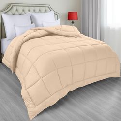 Utopia Bedding All Season Down Alternative Quilted Queen Comforter, Duvet Insert with Corner Tabs, Machine Washable, Bed Comforter (Beige)