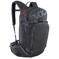 EVOC LINE 30 allmountain-ryggsäck (NEURALITE SYSTEM, skidhållare, separat lavinfack med nödplan, lättåtkomligt huvudfack, BODDY HUGGING), melerad kolfibergrå